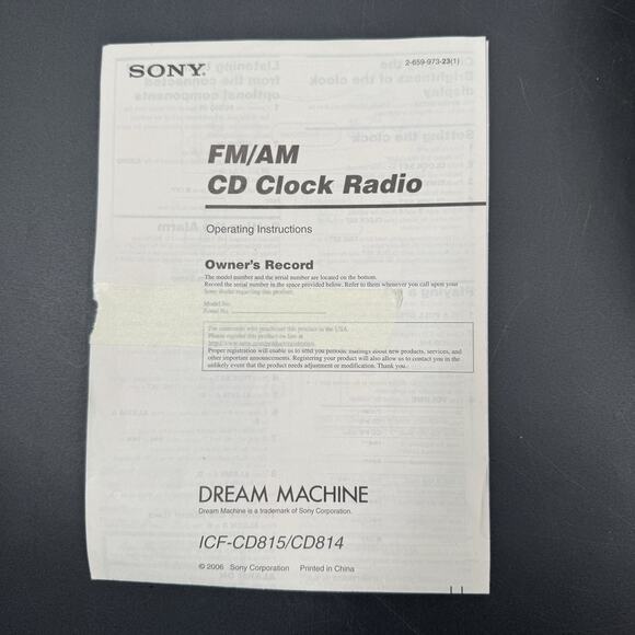 Sony Dream Machine #ICF-CD815 Dual Alarm LED Clock FM/AM Radio CD Player Tested - Picture 10 of 10